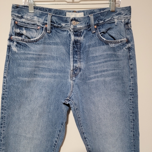 Mother Superior High Waisted Hoover Wash Distressed Straight Leg Jeans Size 32 - Picture 12 of 15